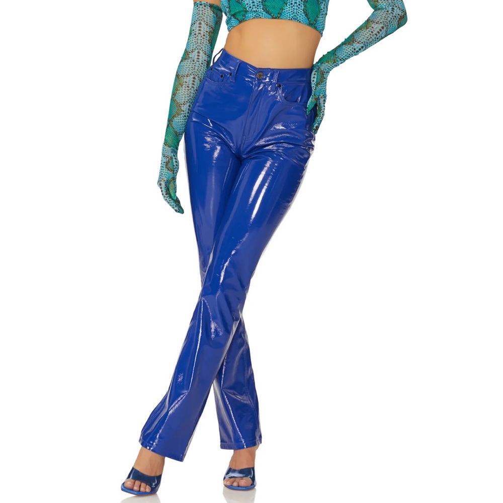 AFRM Heston Straight Leg Pant - Cobalt Blue Patent Leather, 26